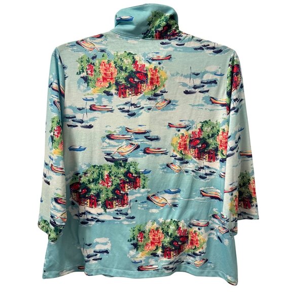 Chicos Weekends Zippered Jacket Size XL Polyester Boating Scene Print - Picture 6 of 11